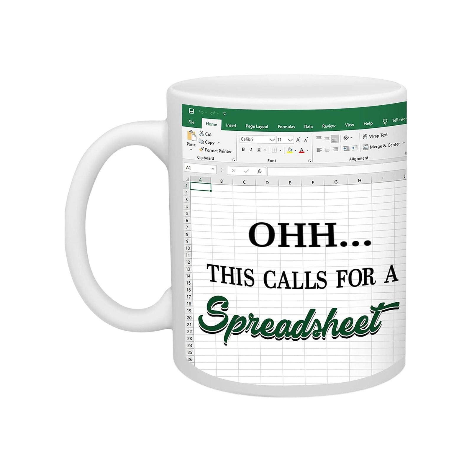 

Керамическая кофейная кружка «Электронная таблица» — это практичная и креативная чашка One Size