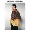 UR 2025 Men's Street Casual Color Block Plaid Patchwork Long Sleeve Shirt