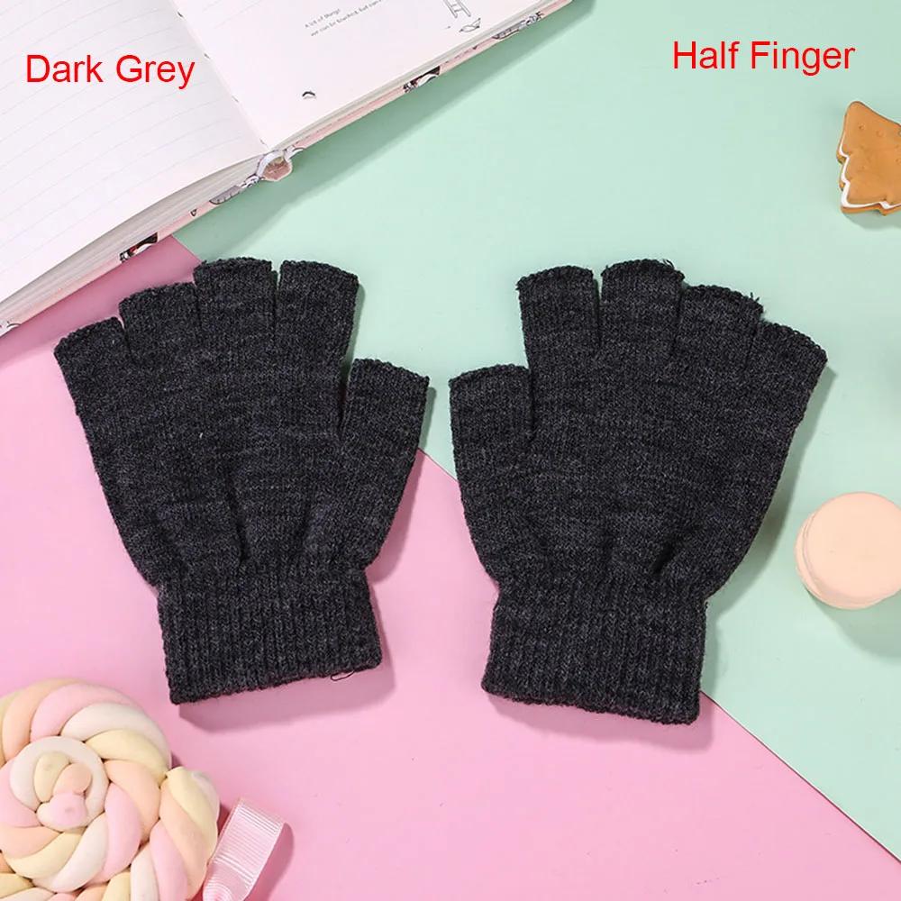 1 Pair Half Finger Fingerless Gloves Men/Women Black Warm Knitted Stretch Elastic Winter Outdoor Equipment Cycling Accessories