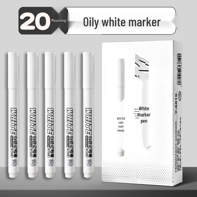 White Waterproof Quick-Dry Oil-Based Tire Marker Pen, Fade-Resistant Fine and Broad Points for Labeling.