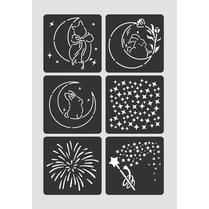 6pcs/set Floral Butterfly Stencil Templates for Scrapbook Wall Small Creative Design DIY Decor Stencils for Painting and Decor