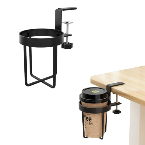 Metal Cup Holder, Clamp-on Tabletop, Fits Under-Desk Storage, Space-Saving, Easy Installation, Spill-Proof, Multifunctional Storage Rack for Cups, Mug