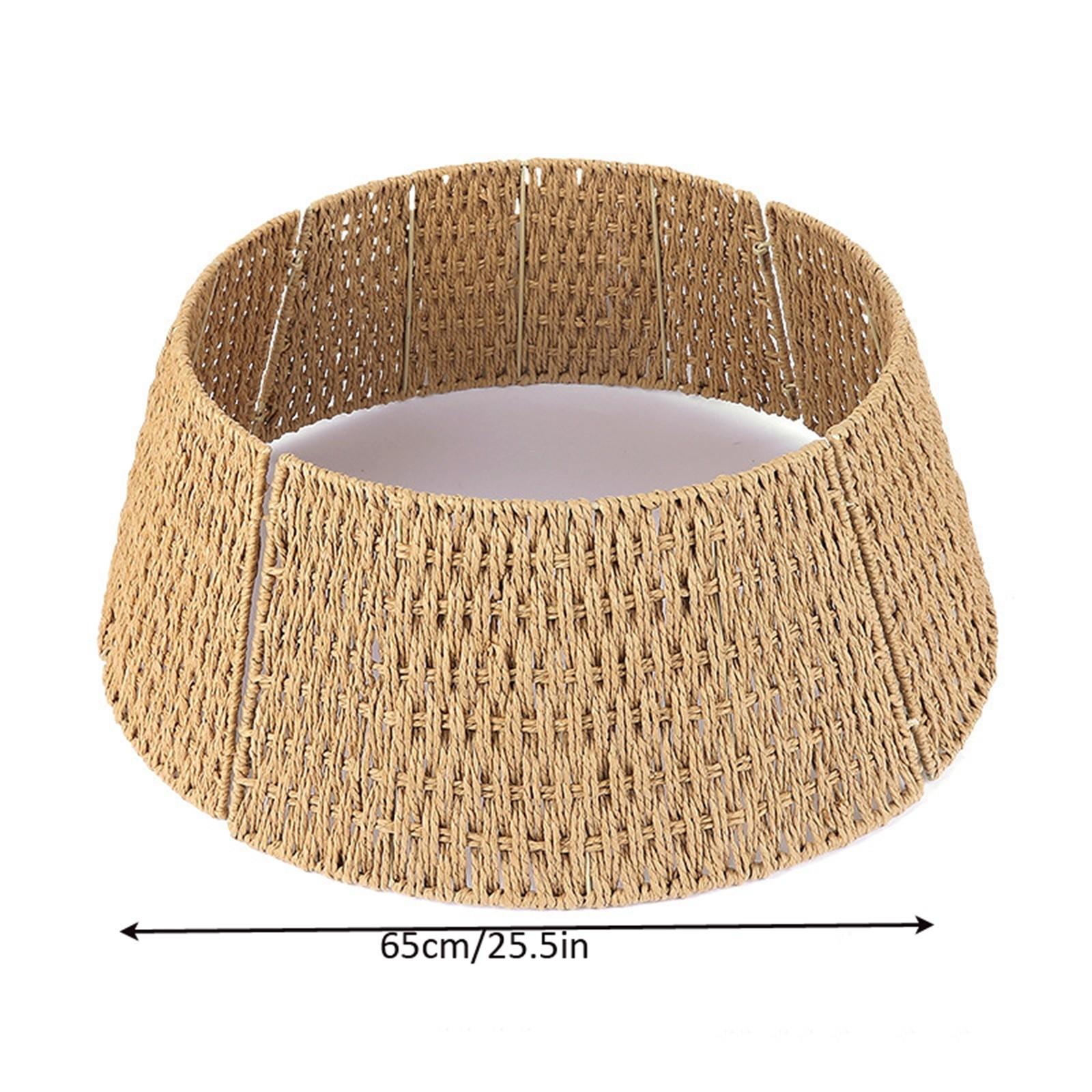 

Rustic Christmas Tree Collar Minimalist Rattan Rope Woven Christmas Tree Skirt Simple Holiday Decor Handcrafted Stand Cover
