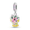 New Original Flower Pendant 925 Silver Rose Charm Fit Bracelet Diy For Women Elegant Bead Daily Wear Fine Gift