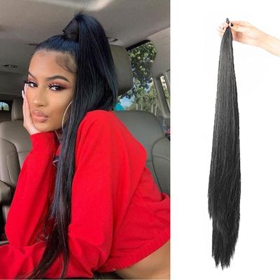 32inch Synthetic Flexible Wrap Around PonyTail Length Ponytail Extensions Blonde Ponytail Hairpieces For Women Daily Use