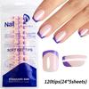 5Colors/120Pc Short Square French Press-On Nail Set Soft Gel Glossy Acrylic Full Coverage Nail Tips Purple Pink Ombre False Nail