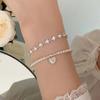 New Trend Small Round Pearl Bracelets Exquisite Pink Opal Heart Adjustable Bracelets for Women Jewelry Birthday Gifts