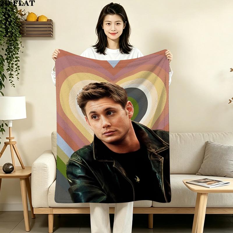 1PC Dean Winchester Patterned Flannel Blanket Suitable For All Seasons For Home Decor Warmth And Comfort Gifts Holiday Present