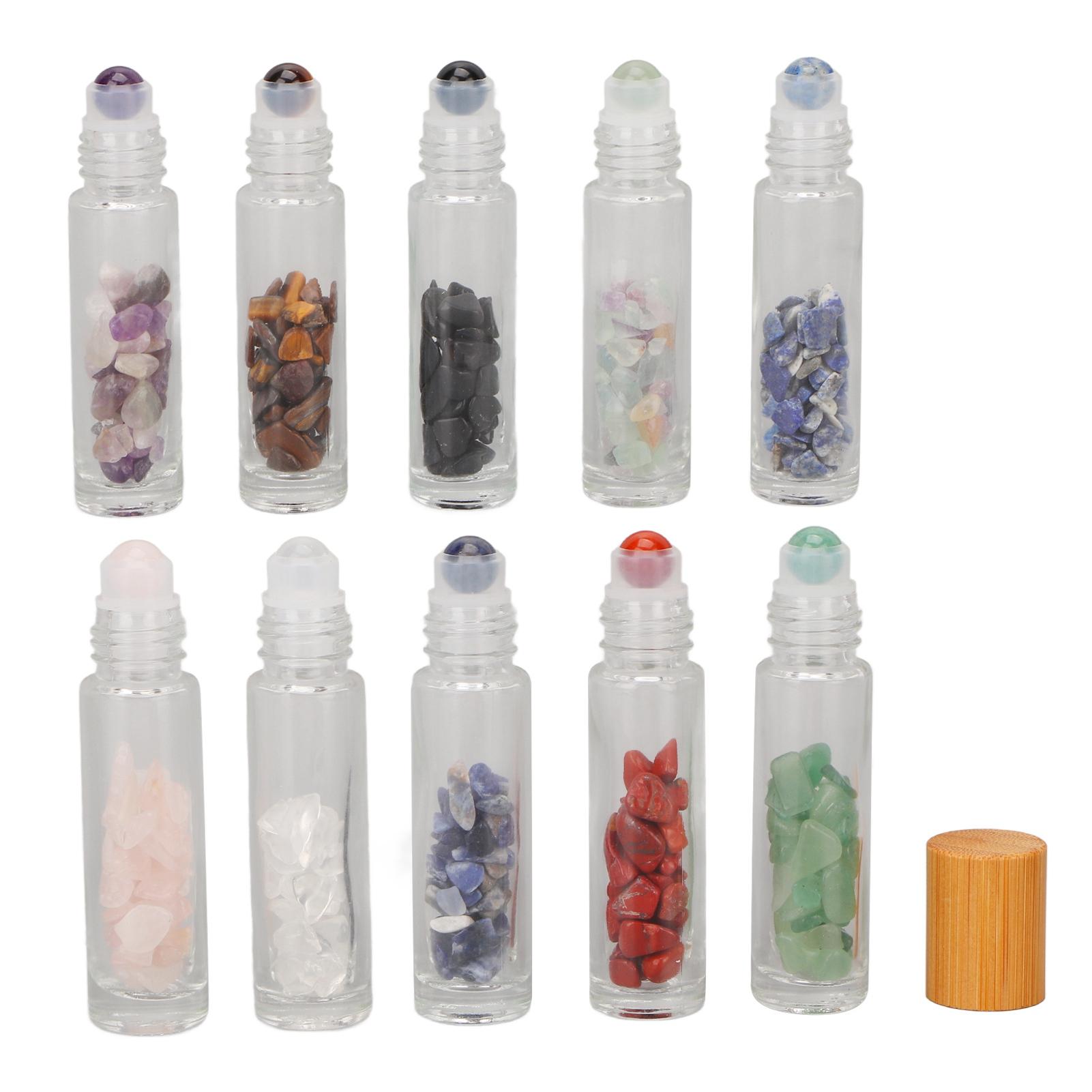 

10 шт. шариковых флаконов для эфирного масла, прозрачных с бамбуковыми крышками, образец духов 10 мл