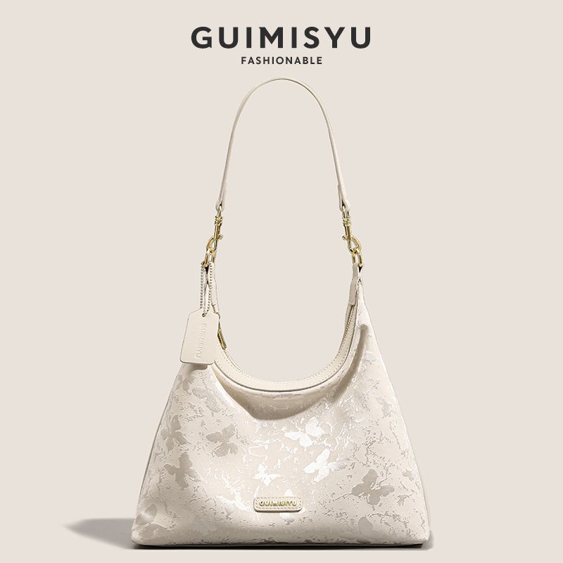 

Guimisiyu Оригинальная нишевая сумка подмышку для женщин 2025 Новое поступление Рабочая одежда Большой вместимости Тоуты Большая сумка через плечо Beige White