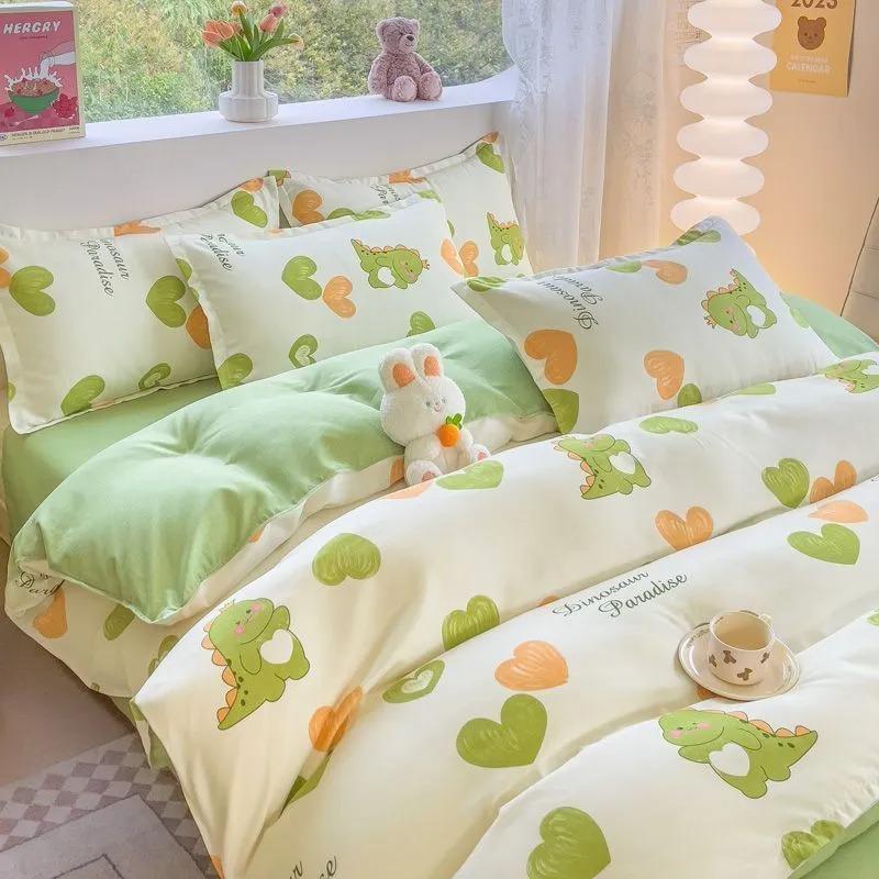 Thickened Ins-style 4-piece Bedding Set / 100% Pure Skin-friendly Cotton Single Duvet Cover,4-piece