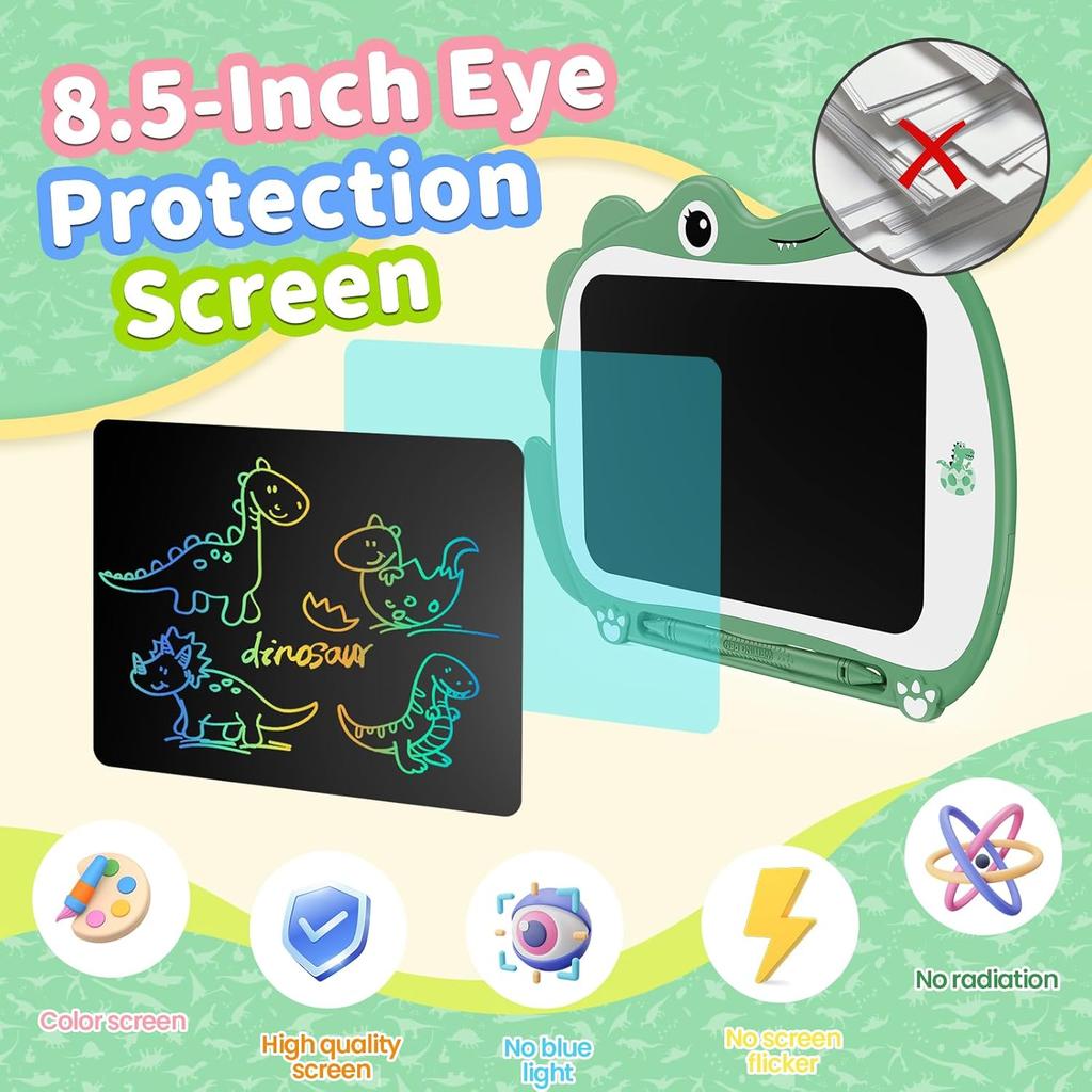 8.5 Inch Dinosaur LCD Drawing Tablet Writing Board Toddler Toy Educational Toys Birthday Christmas Gifts Toys for 3 4 5 6 Years Old Boys and Girls