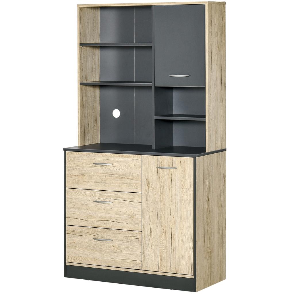 Meuble de cuisine multifonction en bois autoportant, rangement, organisateur pour micro-ondes, armoire avec portes et tiroirs, meubles de salle à manger