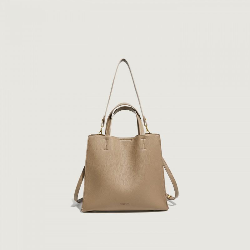 Large Capacity Tote Bag Womens Minimalist Bucket Style Shoulder Handbag In PU Soft Leather Coffee Brown Gray Black