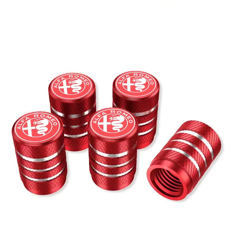 Hub Caps 4Pcs Car Wheel Tire Valve Caps Air Stem Covers For Alfa Romeo STELVIO Giulia 159 Giulietta 147 Mito 156 MTO Sportiva AcEP3