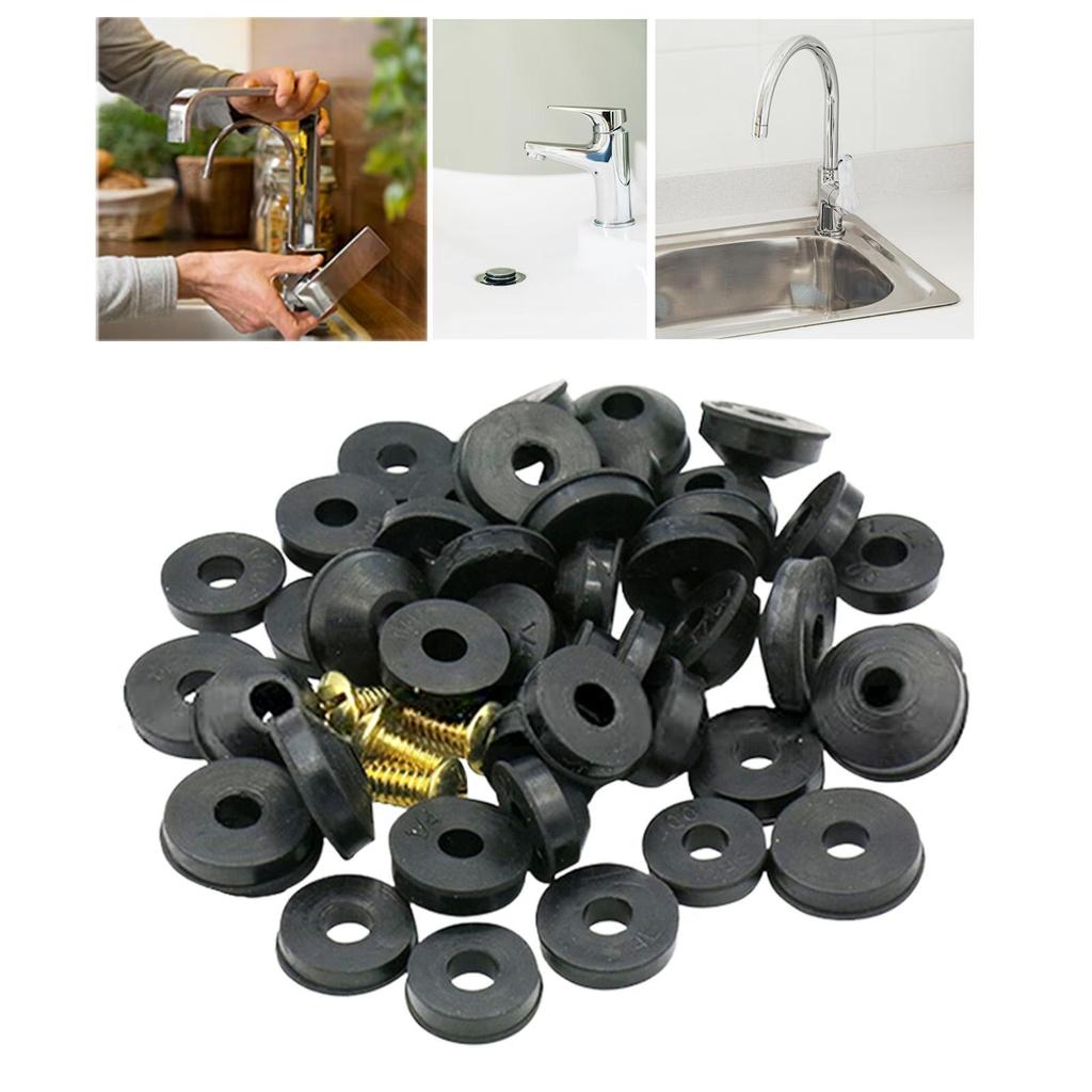 48 Pieces Rubber Faucet Washer Plumbing Repair Kit Easy to Replace with Screw Assorted Seal