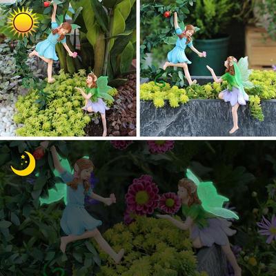Fairies For Fairy Garden Resin Flower Fairy Ornaments Glowing In The Dark Collectible Miniature Landscape Scene Accessories For