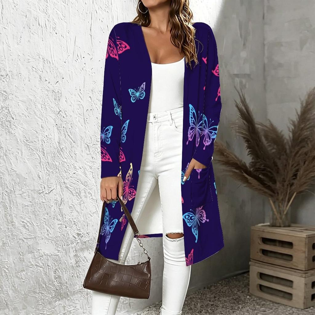 Plus Size Women Open Front Long Sleeve Loose Cardigan Soft Comfortable Everyday Outerwear