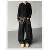 American Style High Street Embroidered Baggy Jeans Men Women Wide Leg Denim Pants