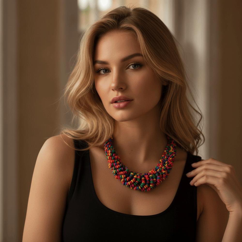 Hand Woven Bohemian Necklace Wooden Neck Chain New Statement Necklace For Women