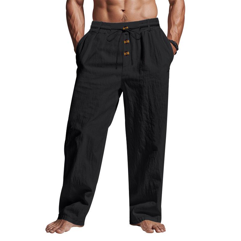 Men's European & American Linen Summer Pants - Breathable, Casual, Loose, Wide Leg, Straight Fit.