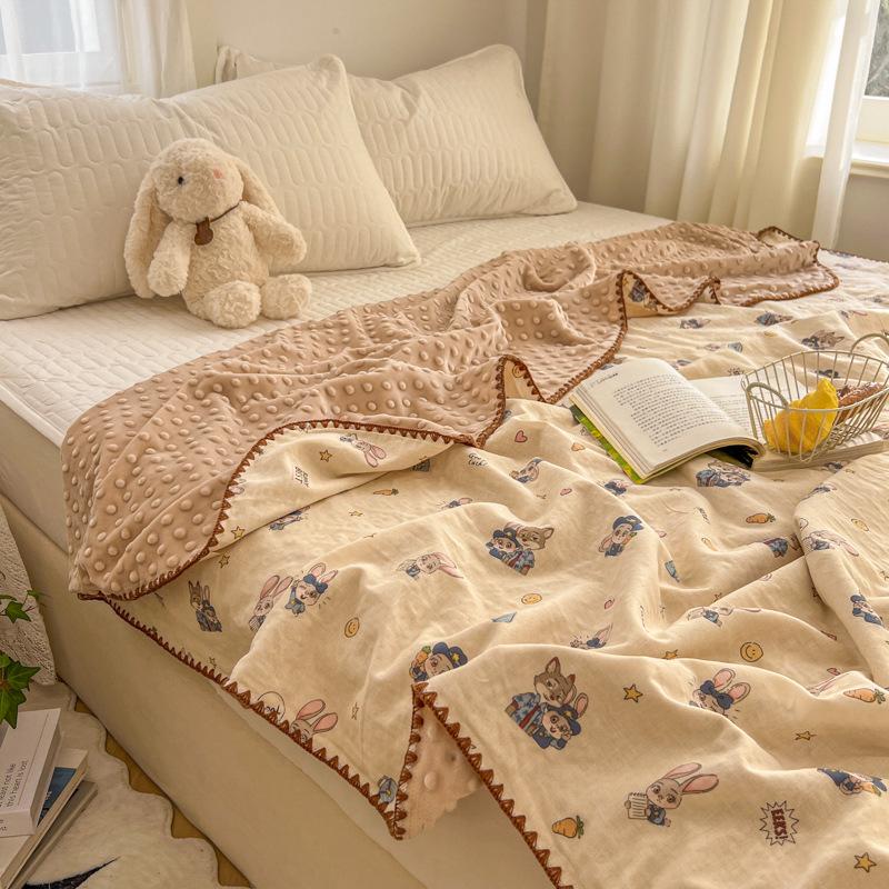 Pure Cotton Baby & Children's Gauze Fluff Blanket - Double Layer Nap/Sofa/Office Air Conditioning Quilt