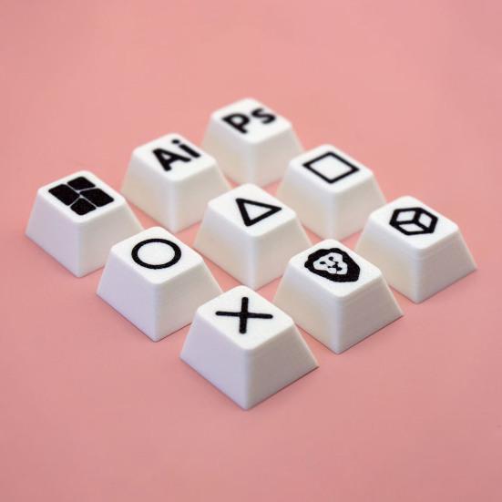 4/9Pcs 3D Printed Keycaps Game Controller Skull Round Triangle Square Symbols Universal Mechanical Keyboards Keycaps Replacement Computer Accessories