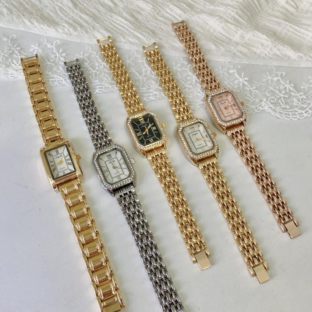 Rose Gold Silver Steel Belt Women's Watch with Diamond Dial Niche Waterproof Quartz Watch