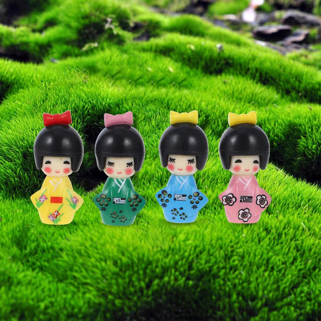 ledmomo Set of 6 4cm Japanese Kokeshi Miniature Japanese Dolls in Tabletop Wooden Kimono Kokeshi Gardening Small Geisha Perfect for Dolls, Kimono,