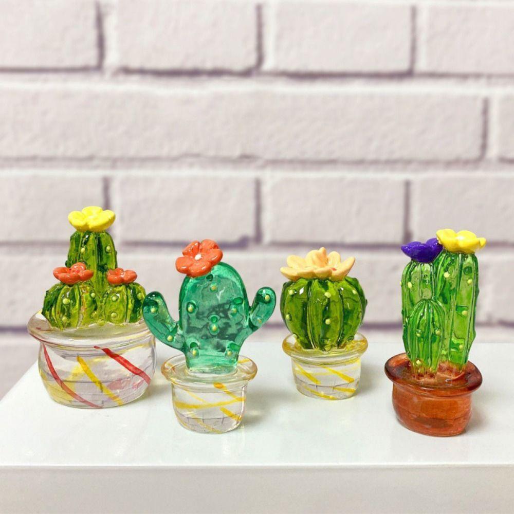 Handmade Cactus Sculpture Easy Use Miniature Figurines 1Pc Resin Craft  Desktop