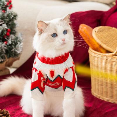 Chinesisches Neujahr Weihnachtsbär Pullover Haustierpullover Katze Anti-Haarausfall Kätzchen Welpe warm Winter Katze und Hund Kleidung