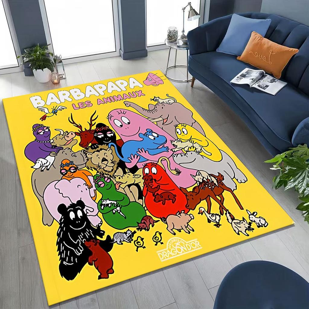 Cartoon Les Barbapapa Barbamama Family Rug for Bedroom Living Room Sofa Home Doormat Decor, Large Kids Play Non-slip Floor Mat