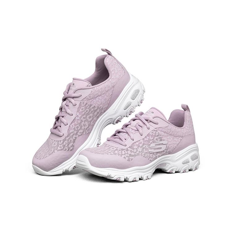 Skechers DLites 1.0 Mesh Comfortable Shock Absorbing Breathable Low Top Dad Shoes Women Sneaker Lavender 896002-LAV