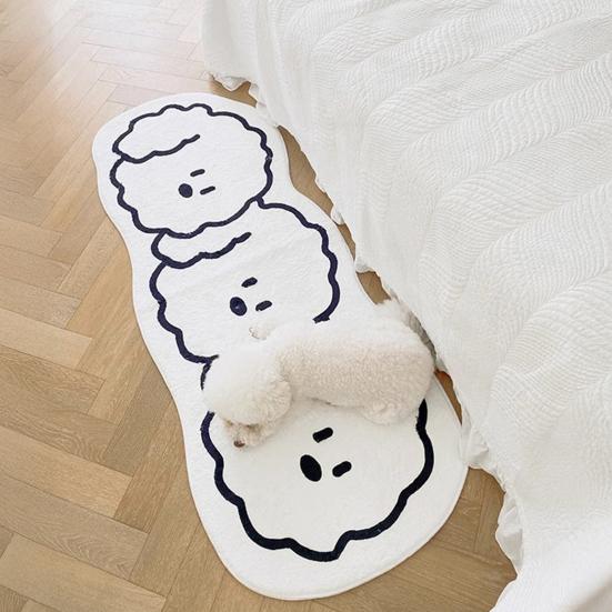 Cartoon Animal Carpet Imitation Cashmere Bedroom Rug Anti-Slip Cat Dog Floor Mat for Living Room Nursery Children's Room