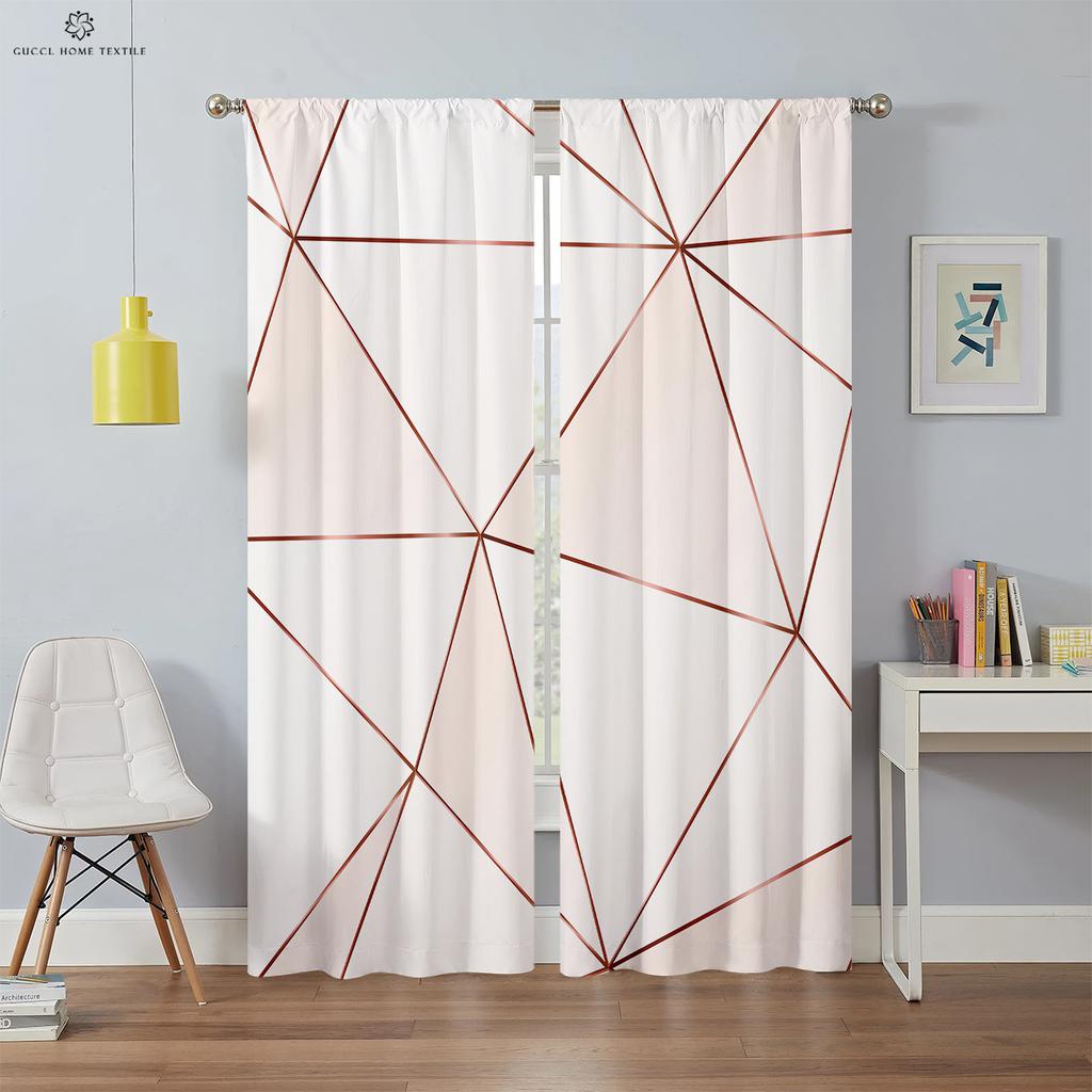 Rideaux Géométriques Colorés Simples Occultants Isolation Thermique Chambre à Coucher Salon Cuisine 2 Pièces Personnalisable