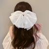 Elegant Temperament Mesh Hair Clip for Woman Rhinestone Large Bow Hairpin Fashion Girl Duckbill Clip