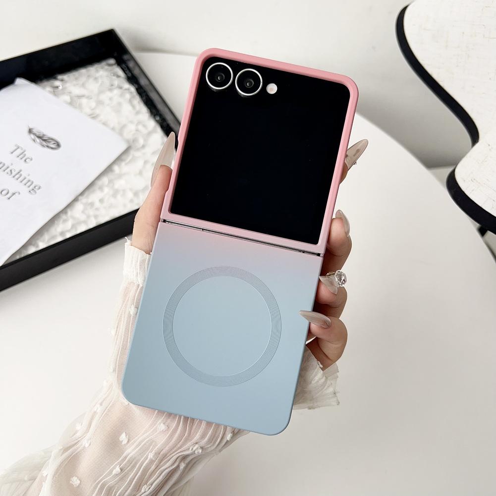 Soft Lliquid Two-tone Gradient Built-in Magnetic Coil Phone Case For Samsung Galaxy Z Flip 7 flip7 Camera Protect Cover