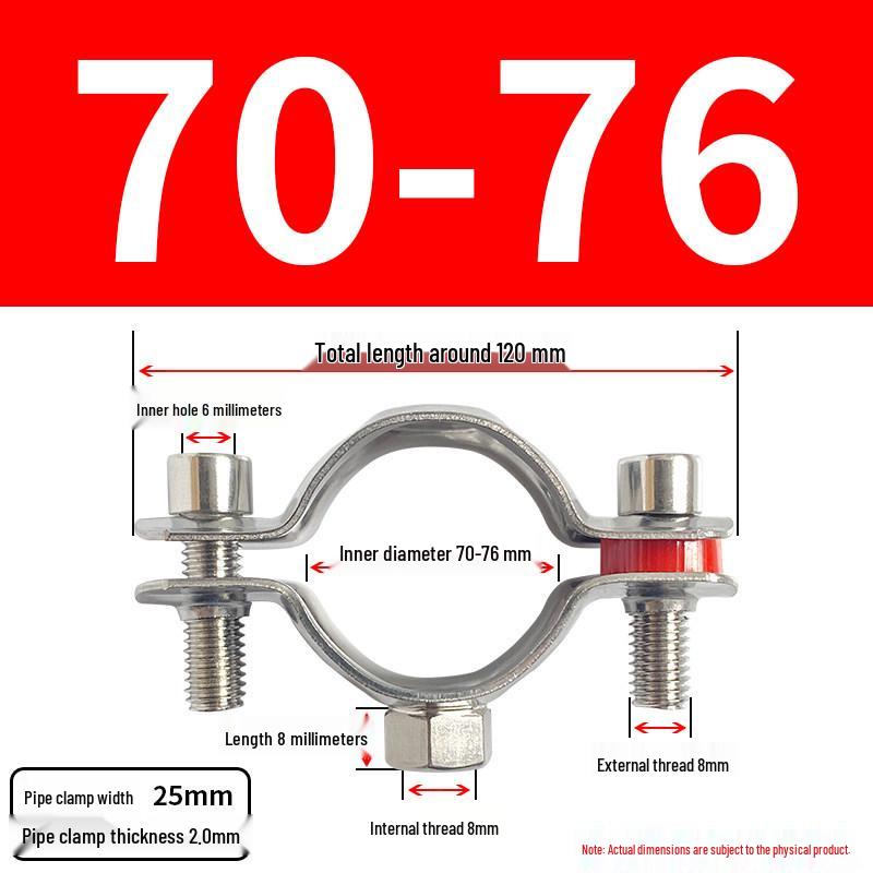 Stainless Steel Pipe Clamp Bracket with M8 Nut for Cable and Gas Pipes
