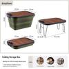 Outdoor Folding Picnic Basket with Wooden Lid - Multifunctional Storage Box for Camping or Car Use