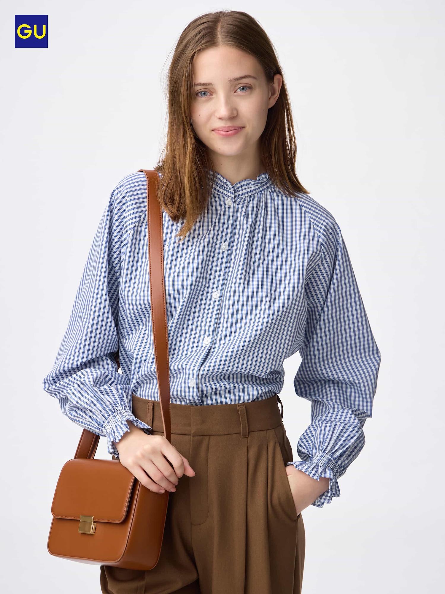 

Uniqlo Блузка с оборками на шее 64 BLUE/WOMEN XL