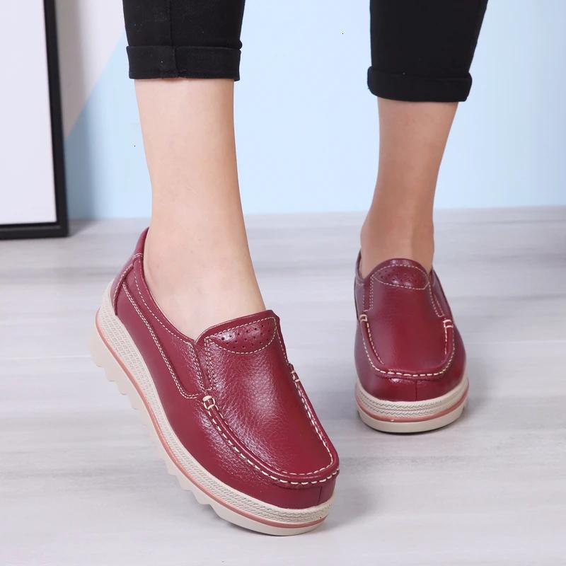 TIMETANG Herbst Damenschuhe flach Damenschuhe Plateau-Sneaker Mokassins Schuhe Damen Creepers ohne Schnürung Echtschuh Damenschuhe