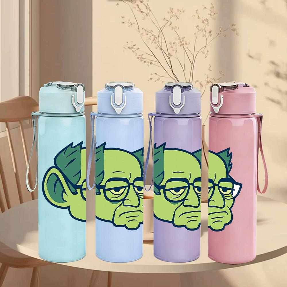 1PC Frankenstein Cartoon Head 750ml Color Plastic Sports Water Bottle Leakproof Flip Straw Lid Suitable for Sports Office Home Use