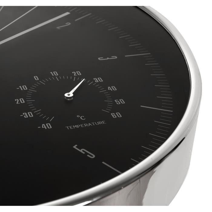 Horloge murale - CE60 S - Argent - 12" (30 cm) - Thermomètre - Hygromètre