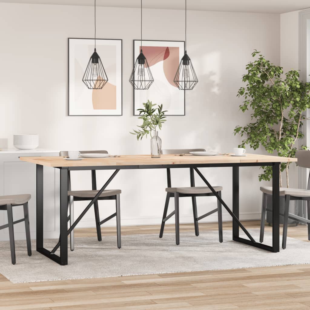 Dining Table O Shaped Frame 200 x 100 x 75.5 cm Solid Pine Wood & Steel