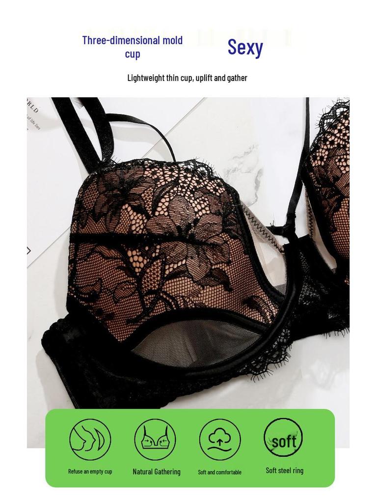 French Lace Lingerie Set: Sexy Pure Desire Bra for Breast Enhancement, Perfect for Small to Large Busts