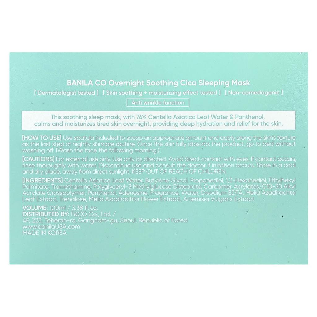 Overnight Soothing Cica Sleeping Beauty Mask, 100Ml(3.38Fl Oz)