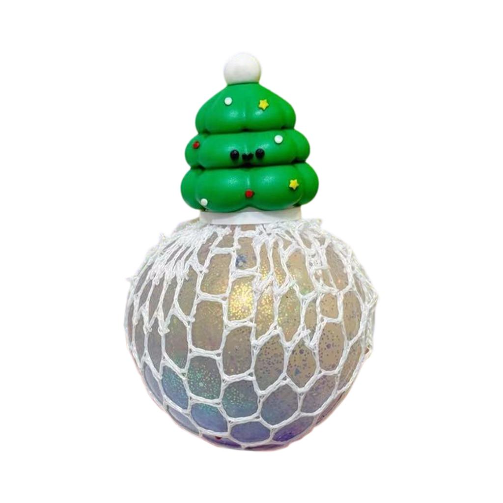 Christmas Ball with Santa, Snowman and Glitter Grape Design - Holiday Sensory Toy