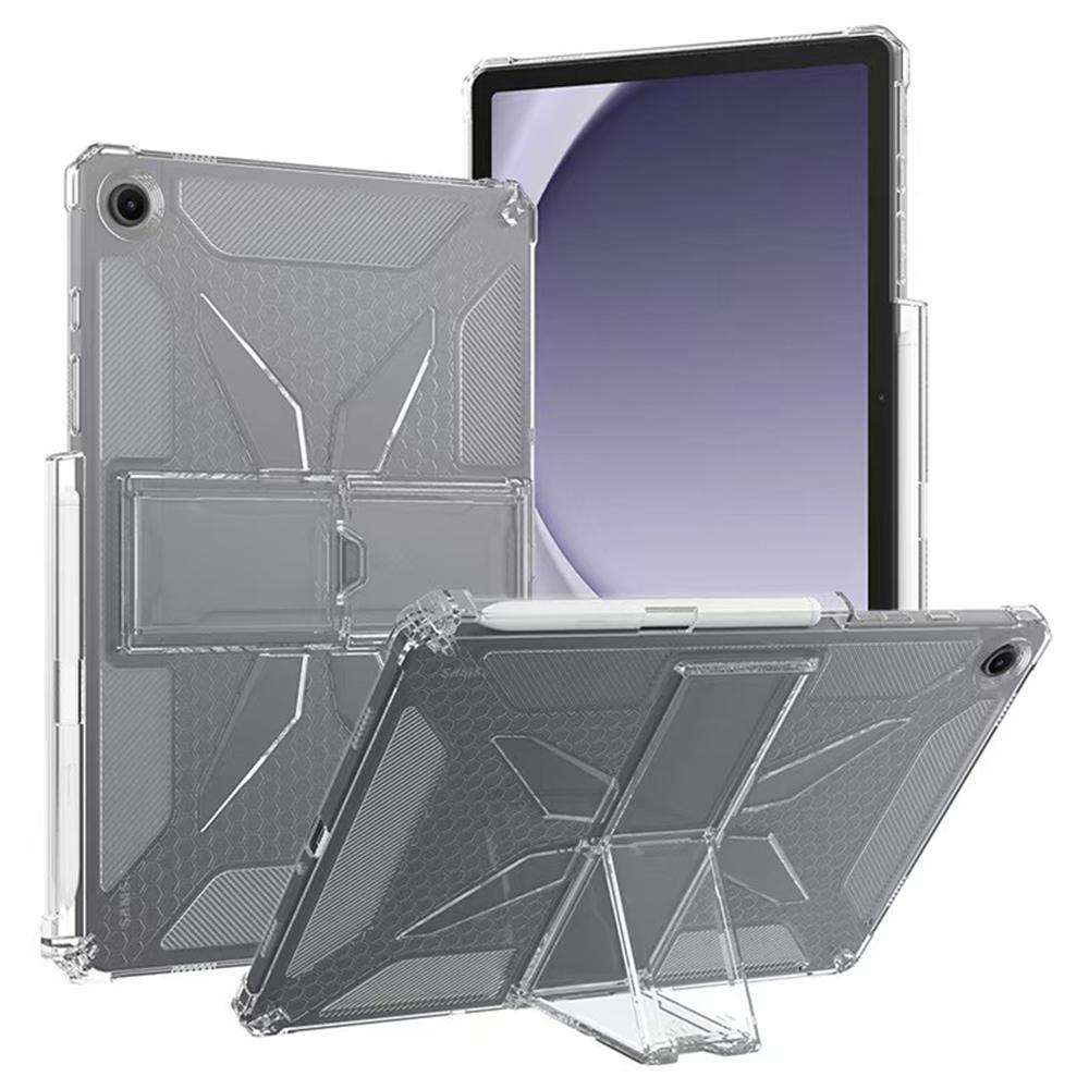 

Прозрачный чехол для Samsung Galaxy Tab A9+ с подставкой, противоударный чехол для планшета из ТПУ+ПК с держателем для стилуса A