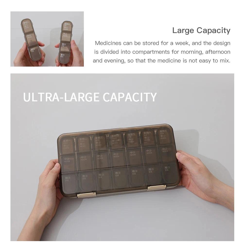 Portable 21/28 Grids Weekly Pill Box Medicine Dispenser Tablet Organizer Storage Boxes 7 Days Compartment Pills Case Container