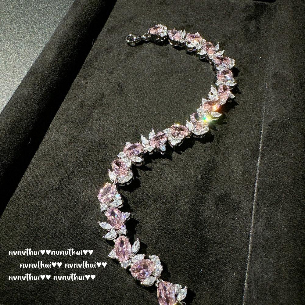 Fairy Color Scheme Flowering Rainbow Gemstone Bracelet, Papalacha, 18K Gold Plated, Fat Zircon Ice Flower Cut Ring